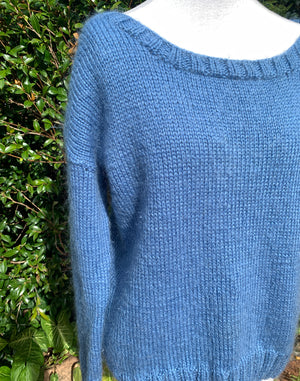 Vintage Blue Handknitted Jumper - Size M/L