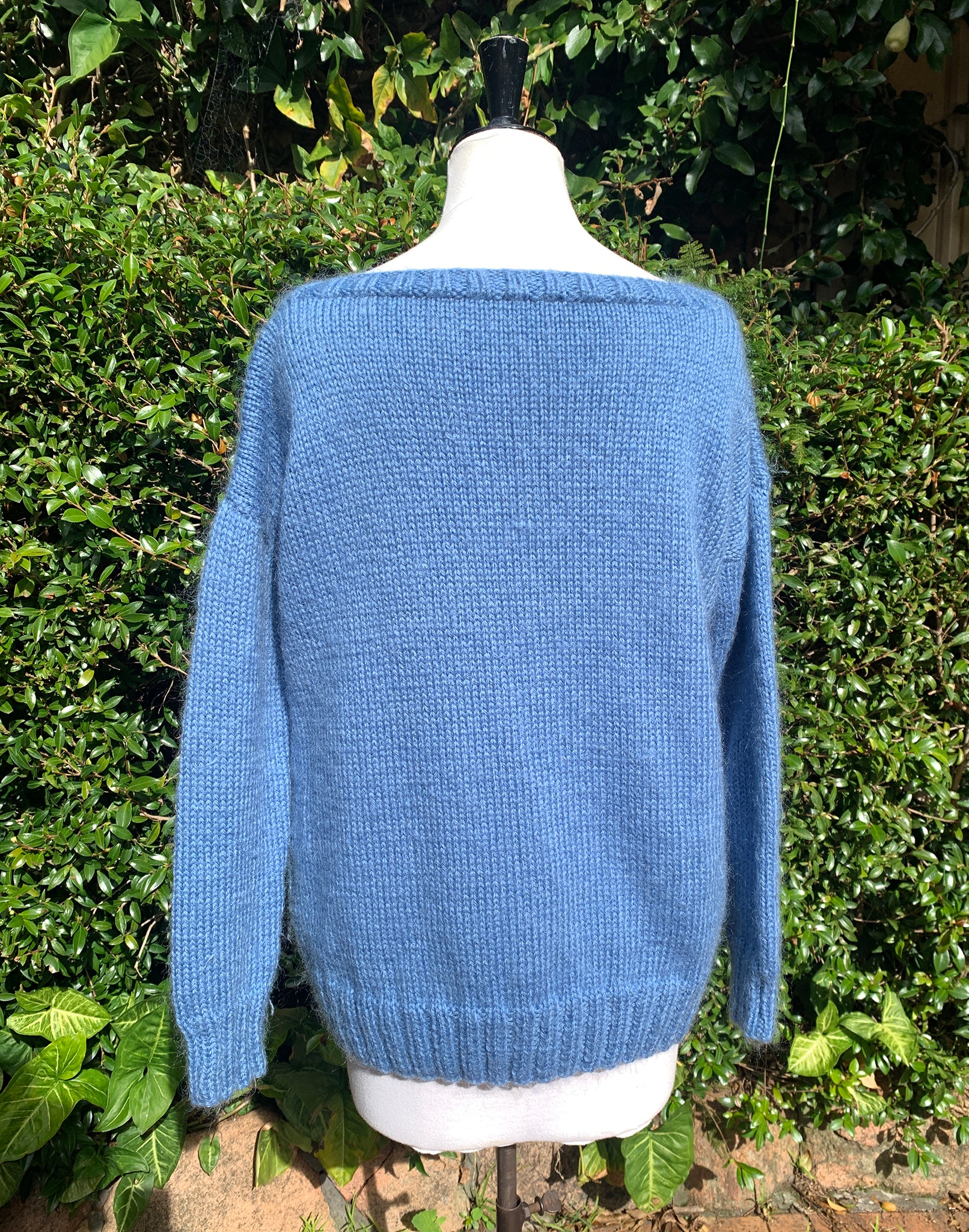 Vintage Blue Handknitted Jumper - Size M/L