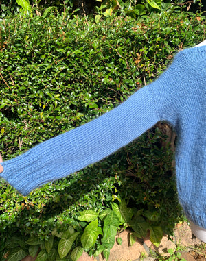 Vintage Blue Handknitted Jumper - Size M/L