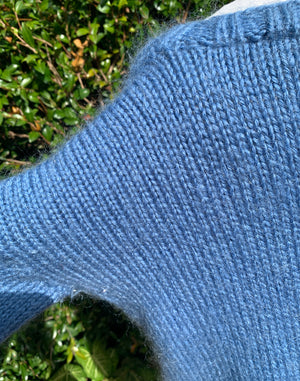 Vintage Blue Handknitted Jumper - Size M/L