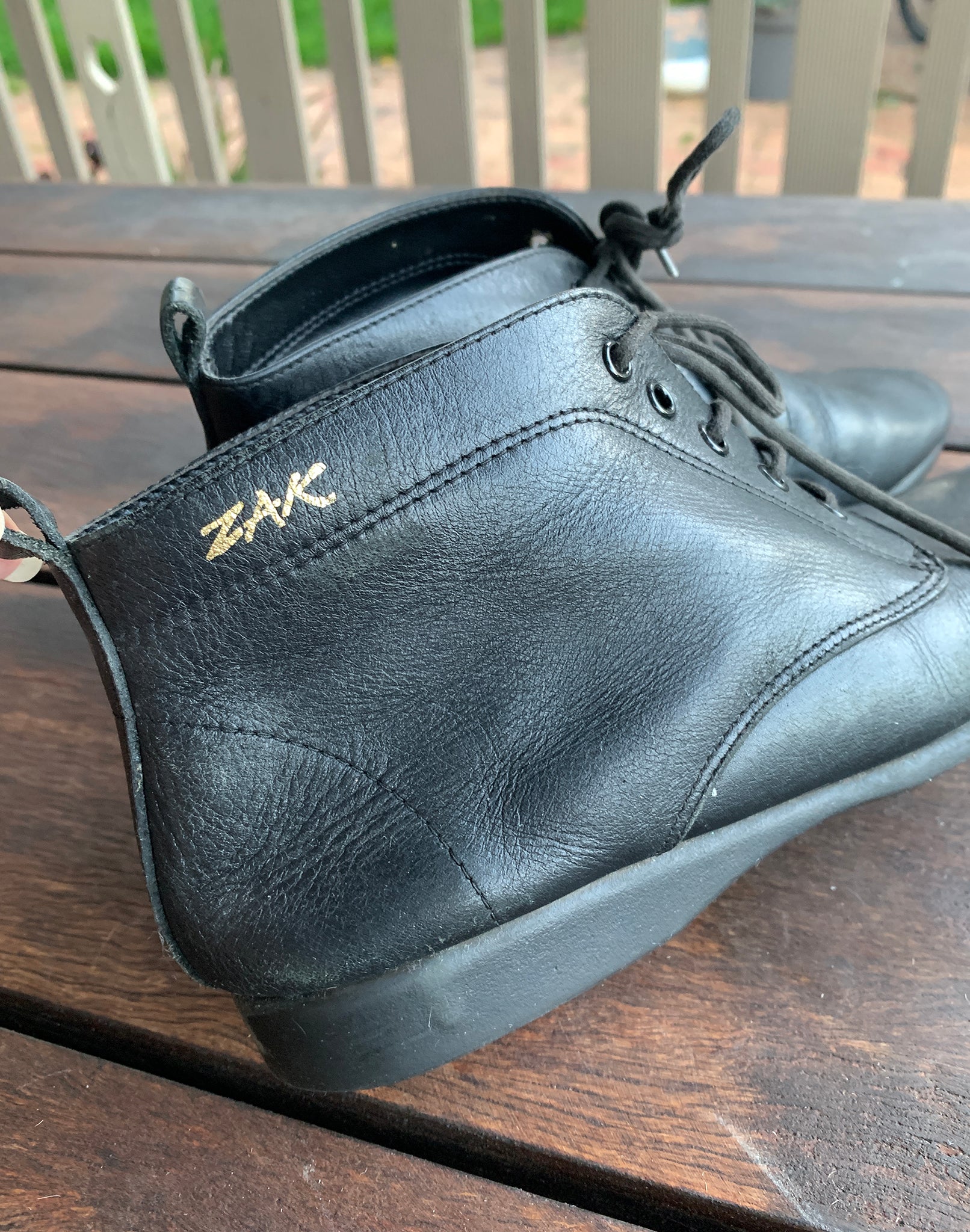 Vintage Black Leather Ankle Lace Up Boots Zak - Size 6