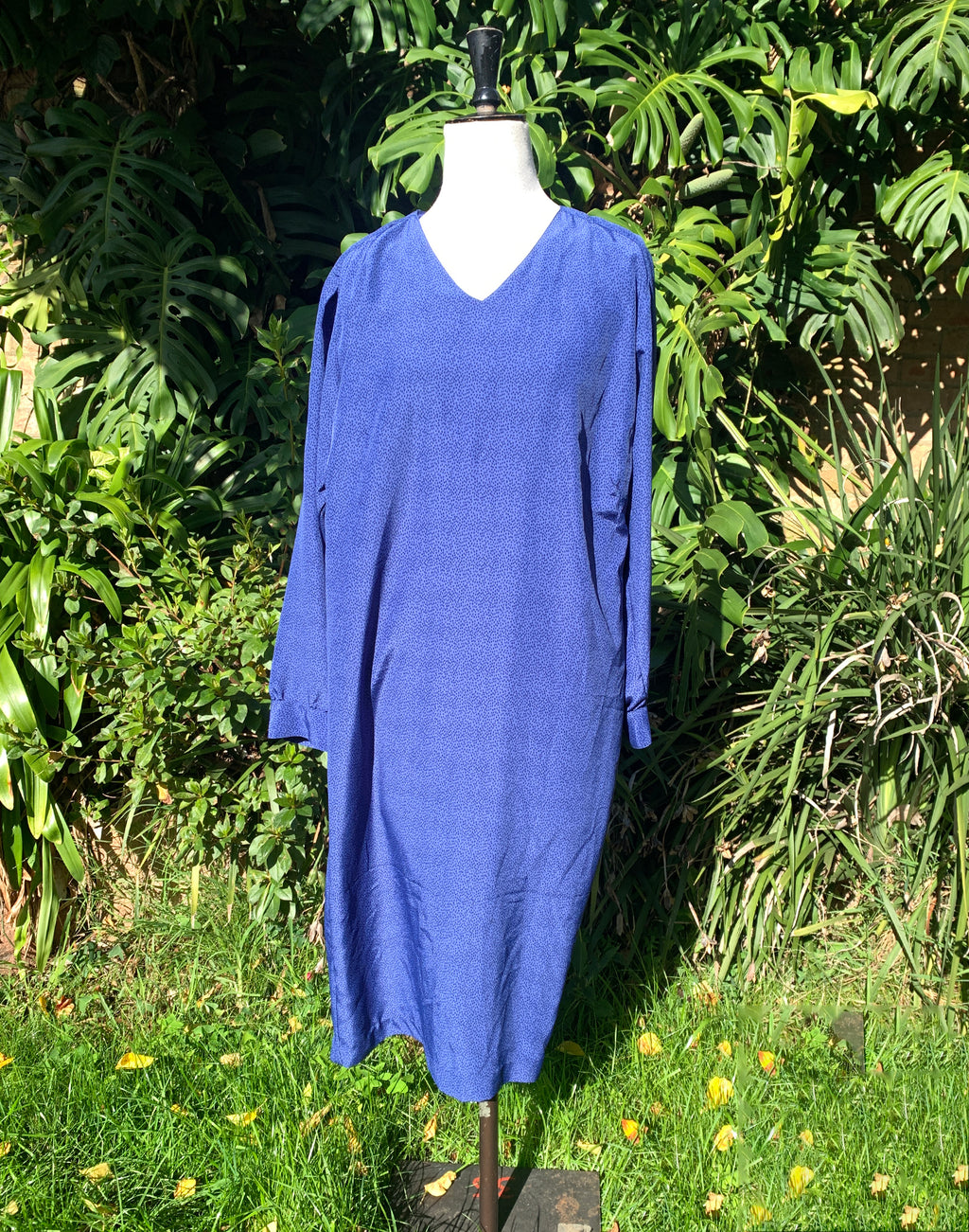 Vintage 80's Electric Blue Batwing Dress - Size S / M