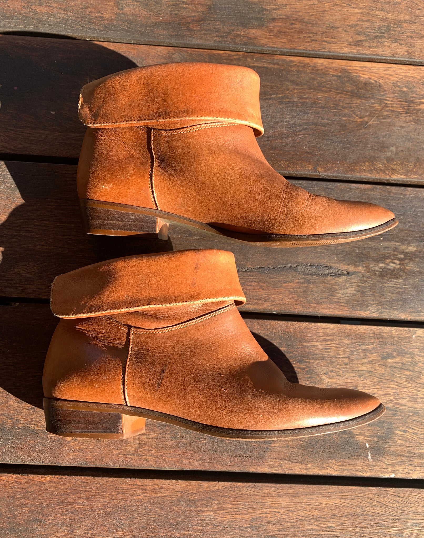 Vintage 80's Tan Brown Ankle Boots - Size Aus 7 1/2 38 Eur