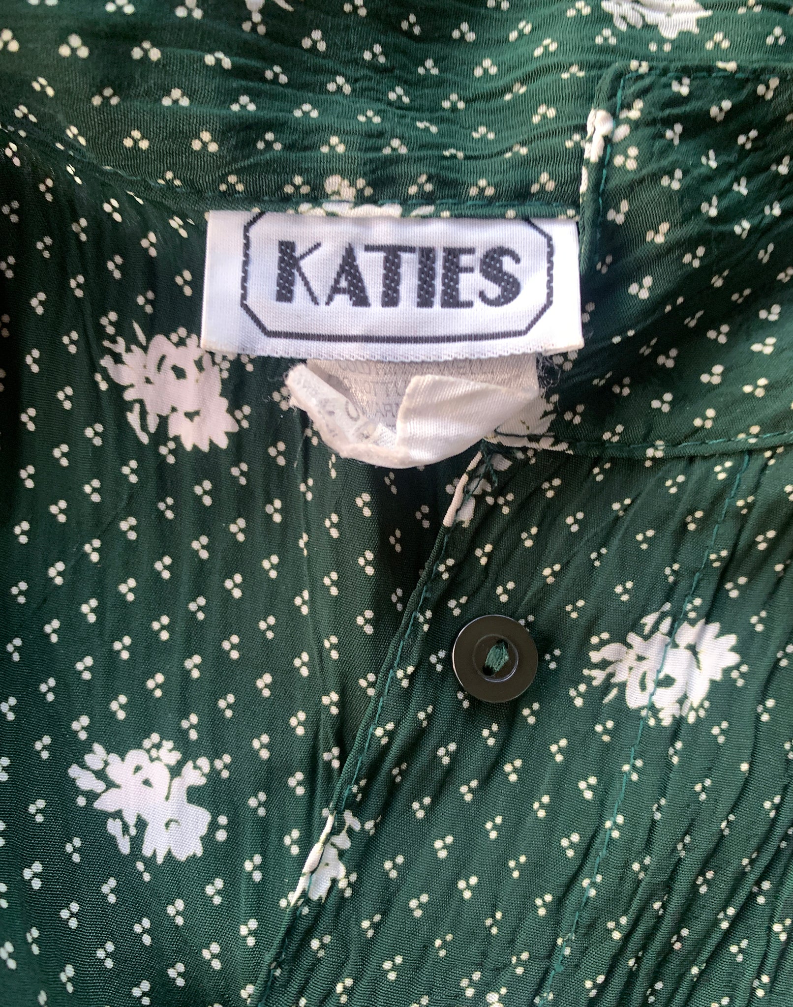 Vintage 80's Katies Green Floral Blouse - Size M/ L
