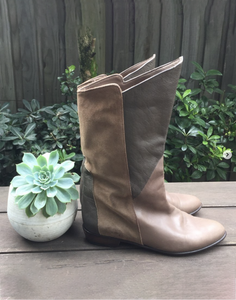 Vintage 80's Mushroom Fawn Brown Calf Boots - Size Aus 4/5 34