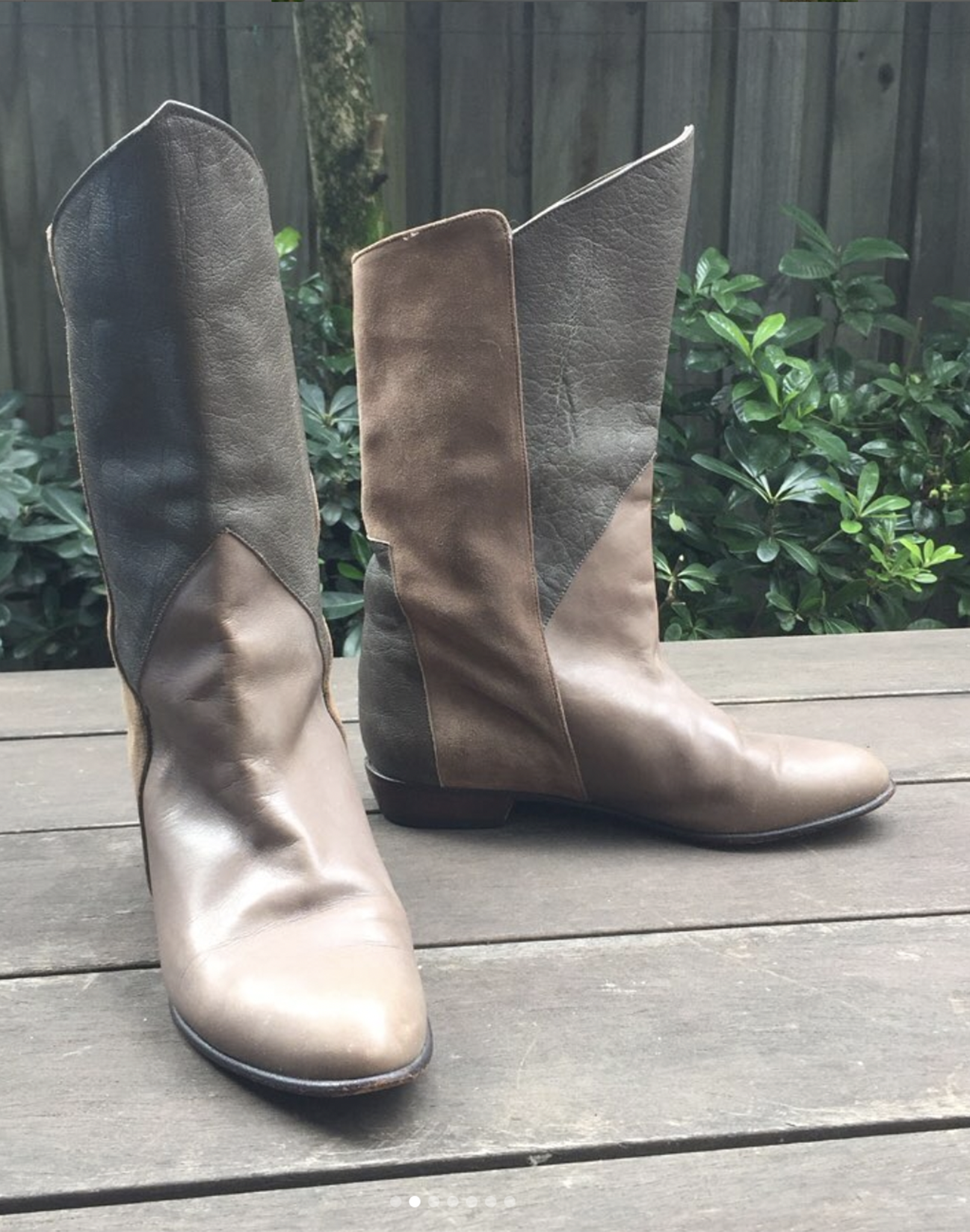 Vintage 80's Mushroom Fawn Brown Calf Boots - Size Aus 4/5 34