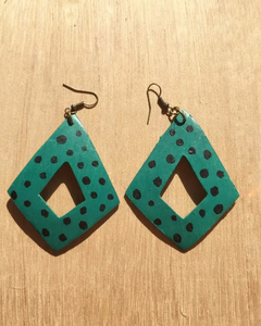 Handpainted Bright Spotty Earrings - Green