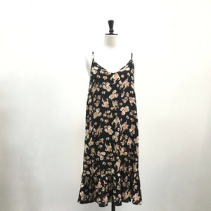 Bamboo Blonde Black Peach Floral Dress - Size S