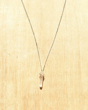 Raw Quartz Crystal Silver Wrapped Necklace