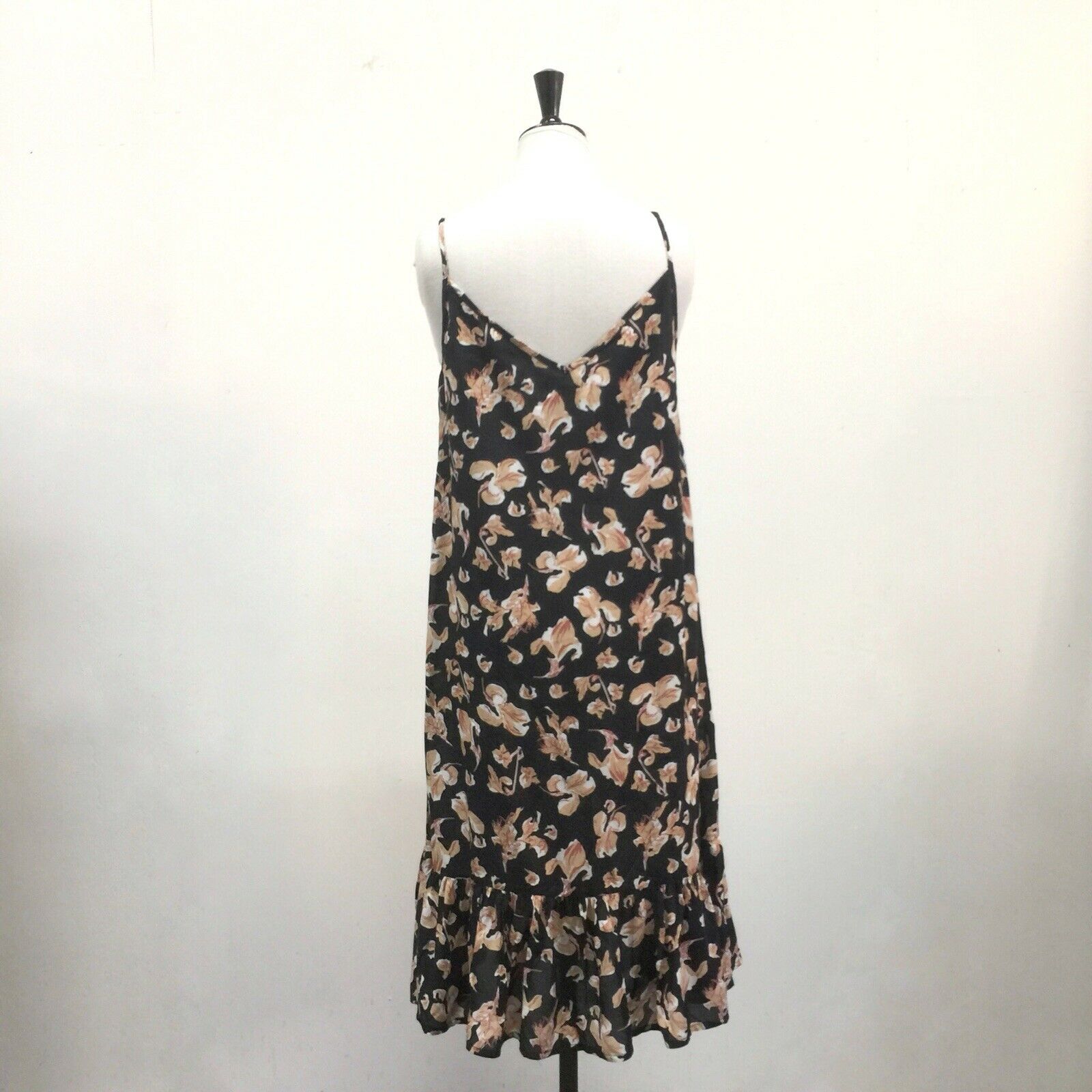 Bamboo Blonde Black Peach Floral Dress - Size S