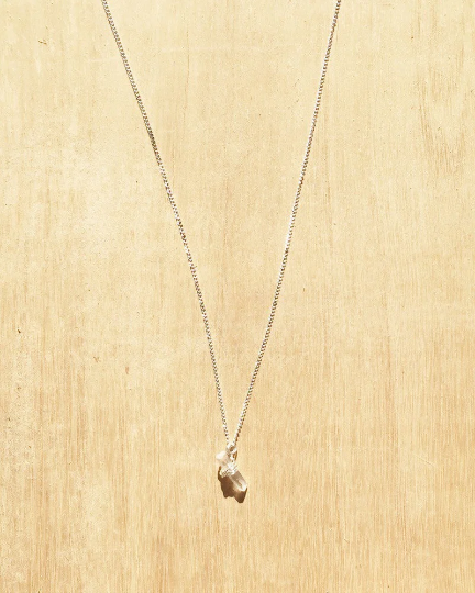 Raw Quartz Crystal Silver Wrapped Necklace Small