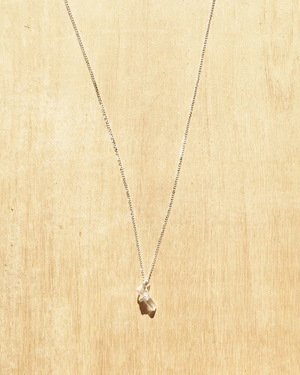 Raw Quartz Crystal Silver Wrapped Necklace Small