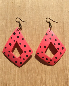 Handpainted Bright Spotty Earrings - Coral