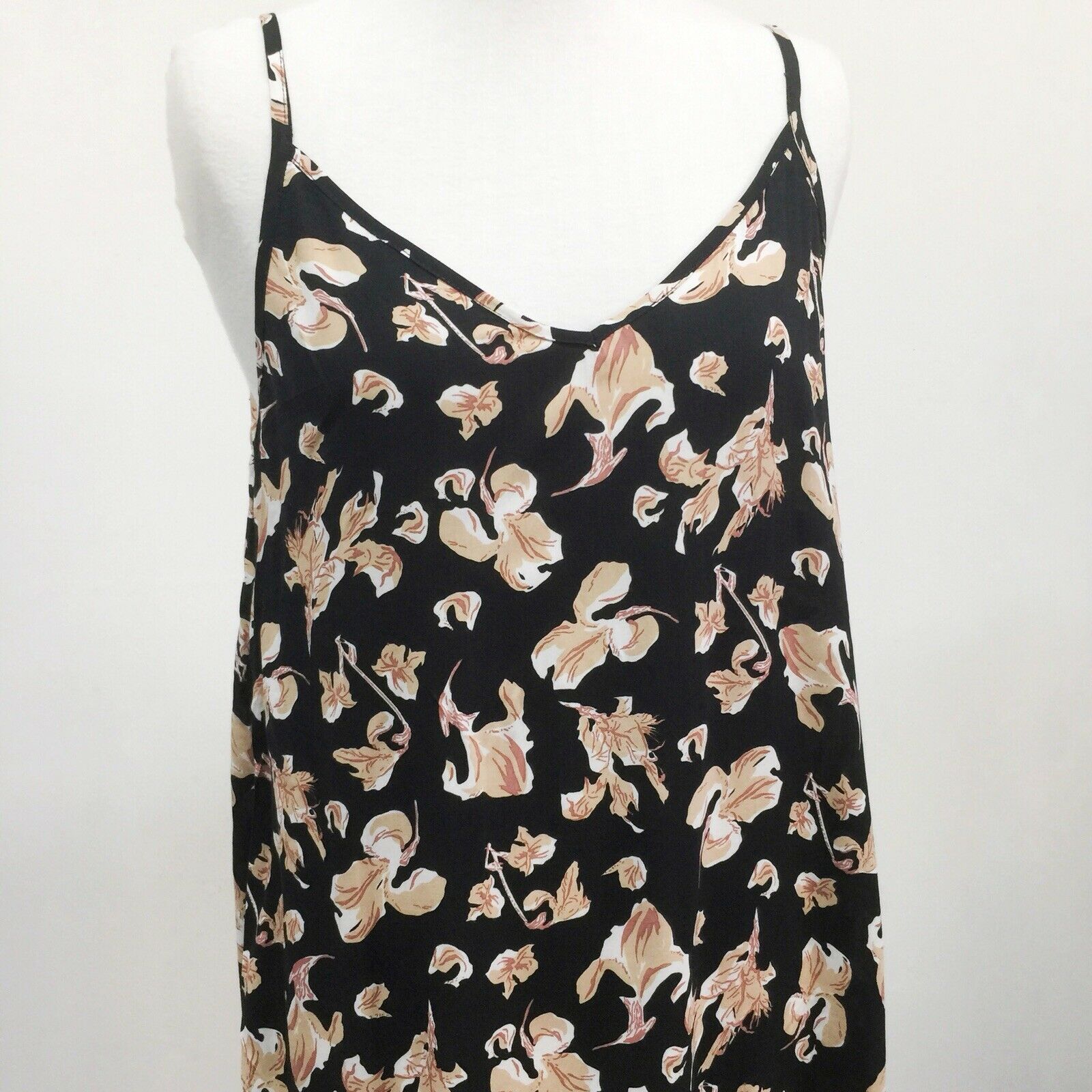 Bamboo Blonde Black Peach Floral Dress - Size S