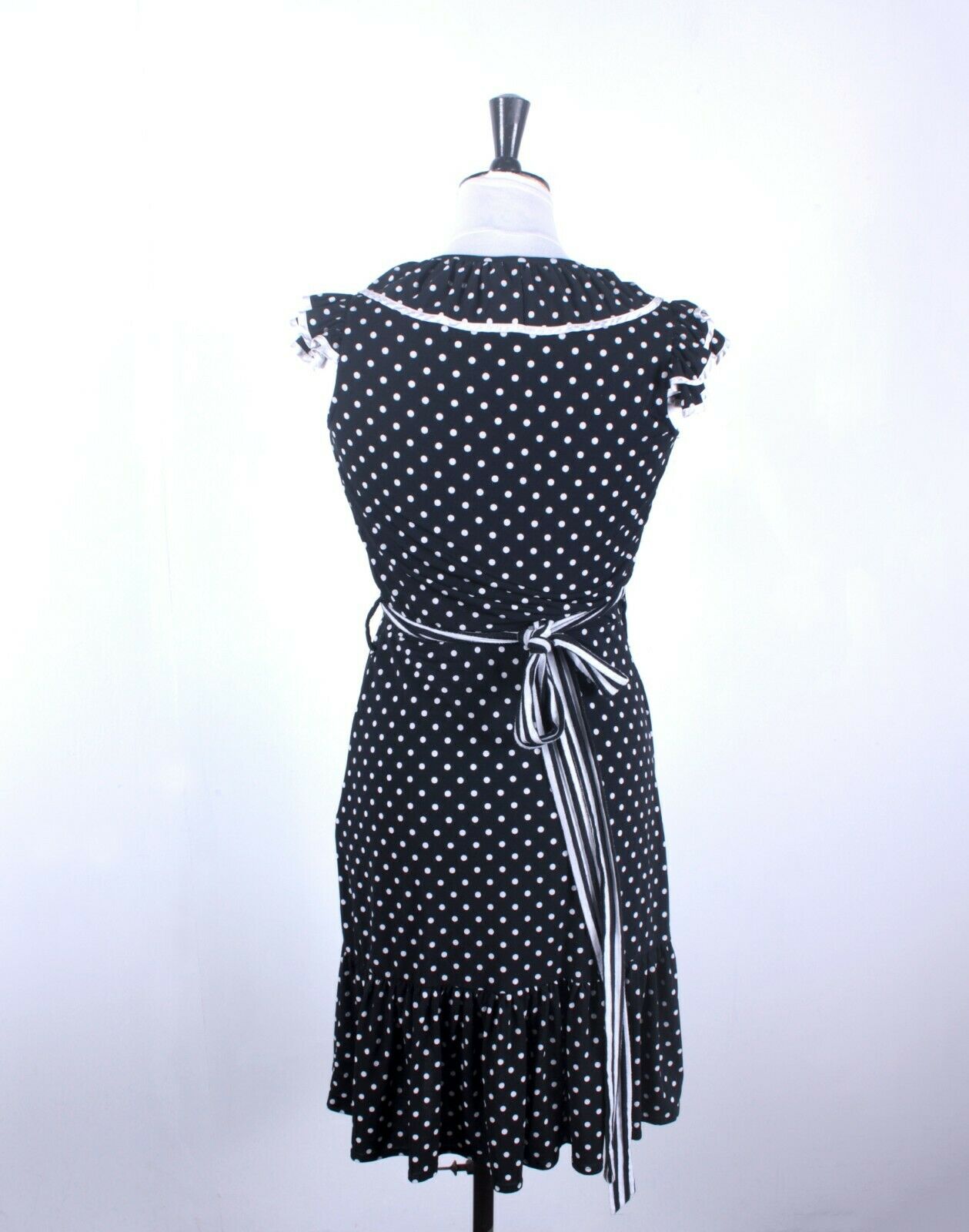 Shona Joy Black Polka Dot Wrap Dress - Size 8