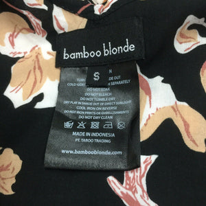 Bamboo Blonde Black Peach Floral Dress - Size S