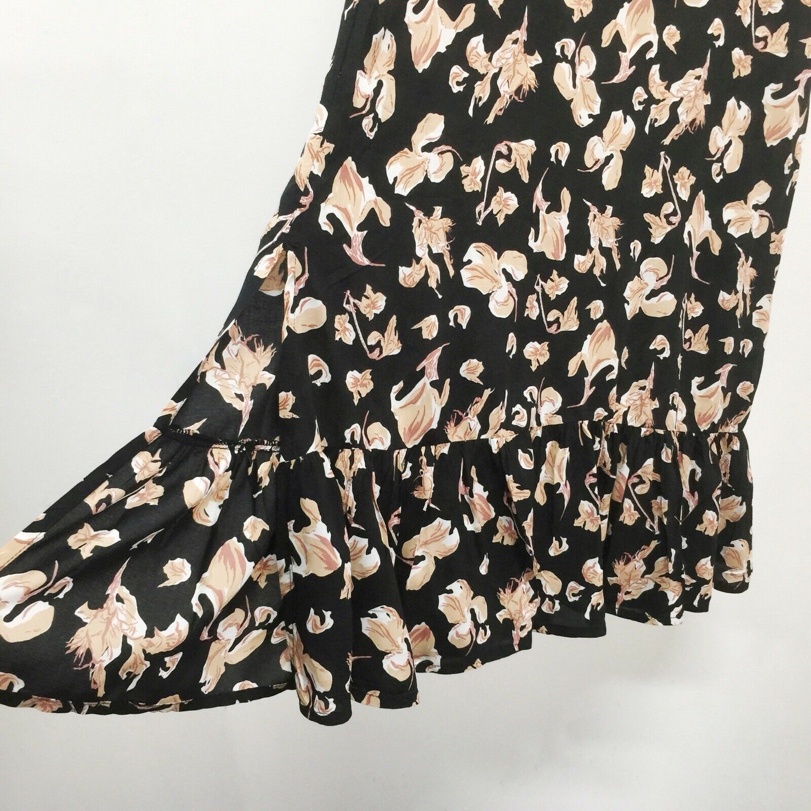 Bamboo Blonde Black Peach Floral Dress - Size S