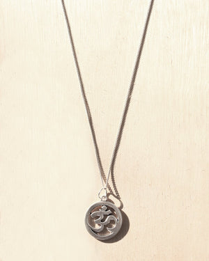 KV Handmade Jewellery Silver Om Necklace Long