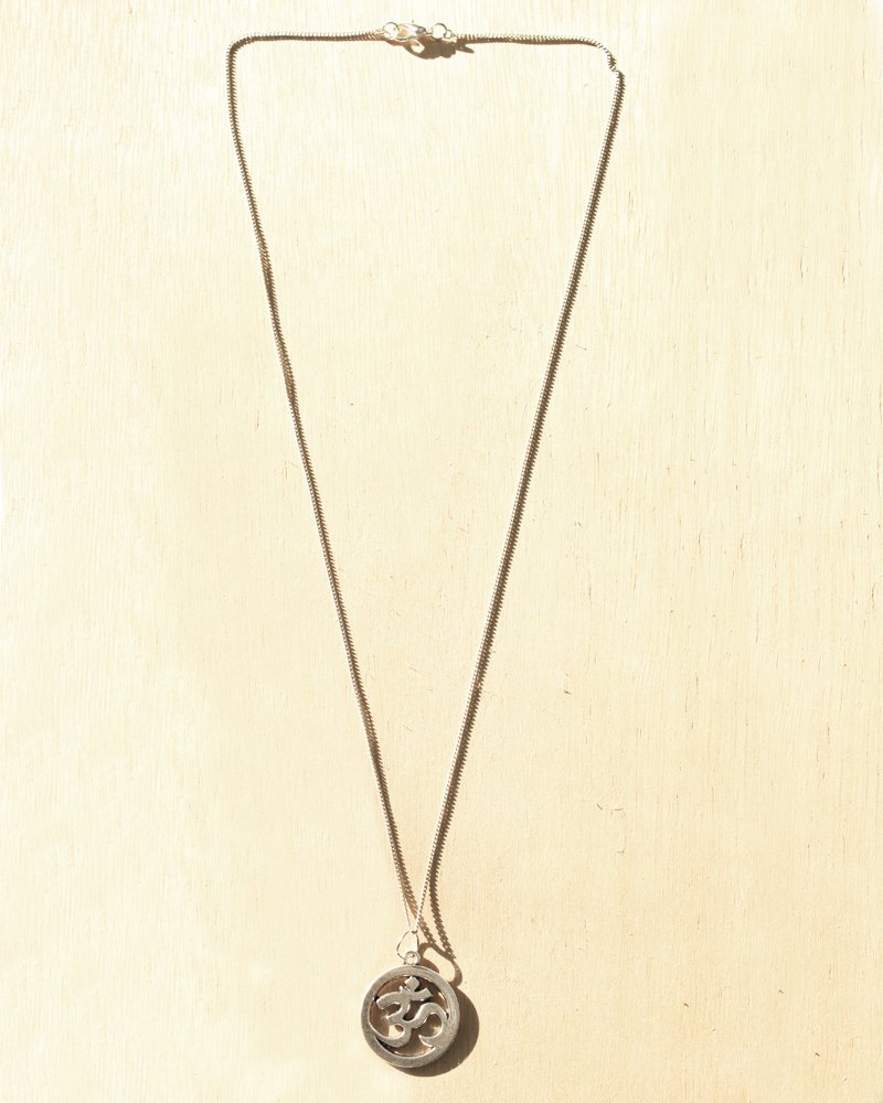KV Handmade Jewellery Silver Om Necklace Long