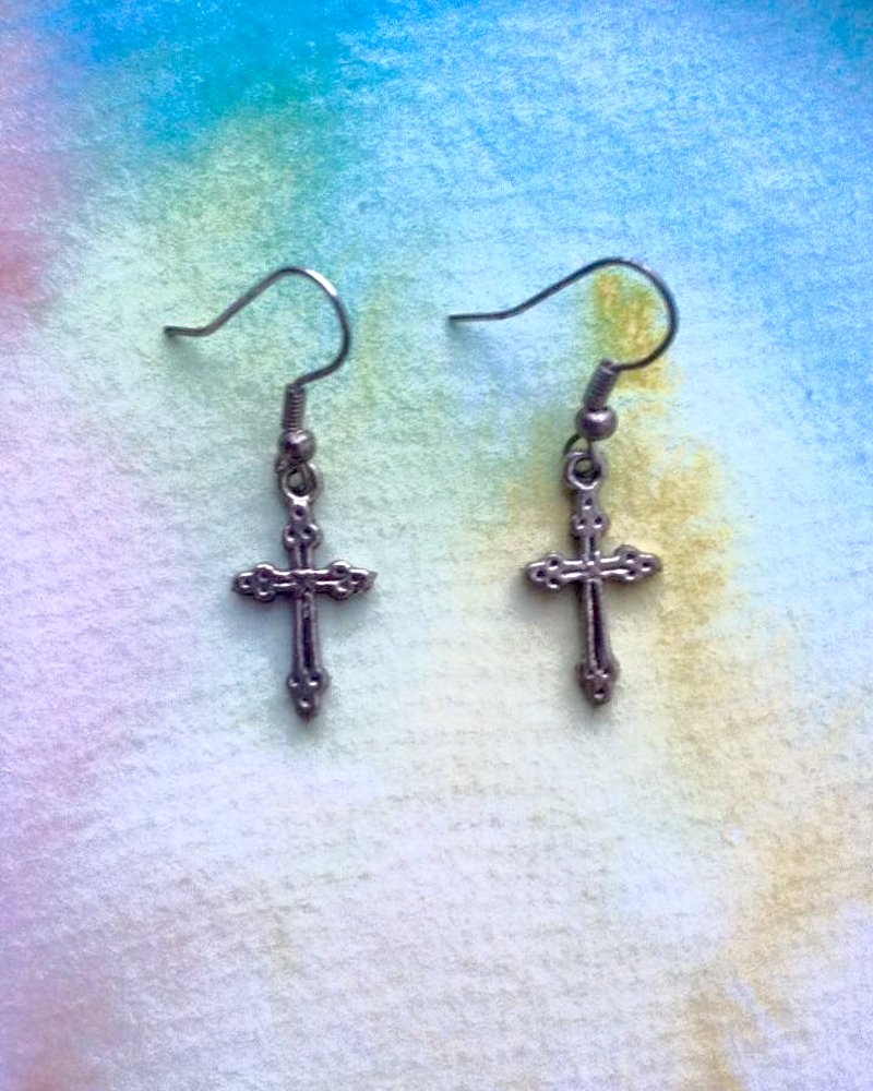 KV Handmade Jewellery Silver Cross Earrings