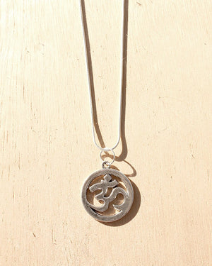 KV Handmade Jewellery Silver Om Necklace Short