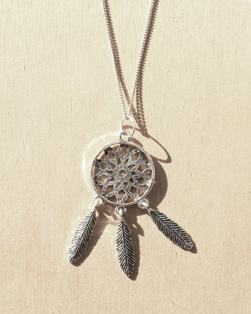 KV Handmade Jewellery Silver Dreamcatcher Necklace Long