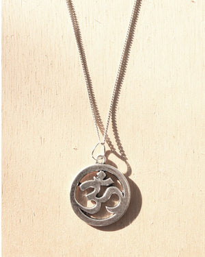 KV Handmade Jewellery Silver Om Necklace Long