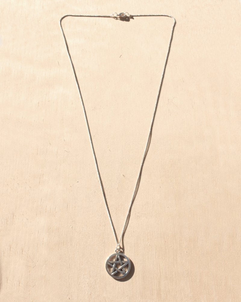 KV Handmade Jewellery Silver Pentacle Necklace Long