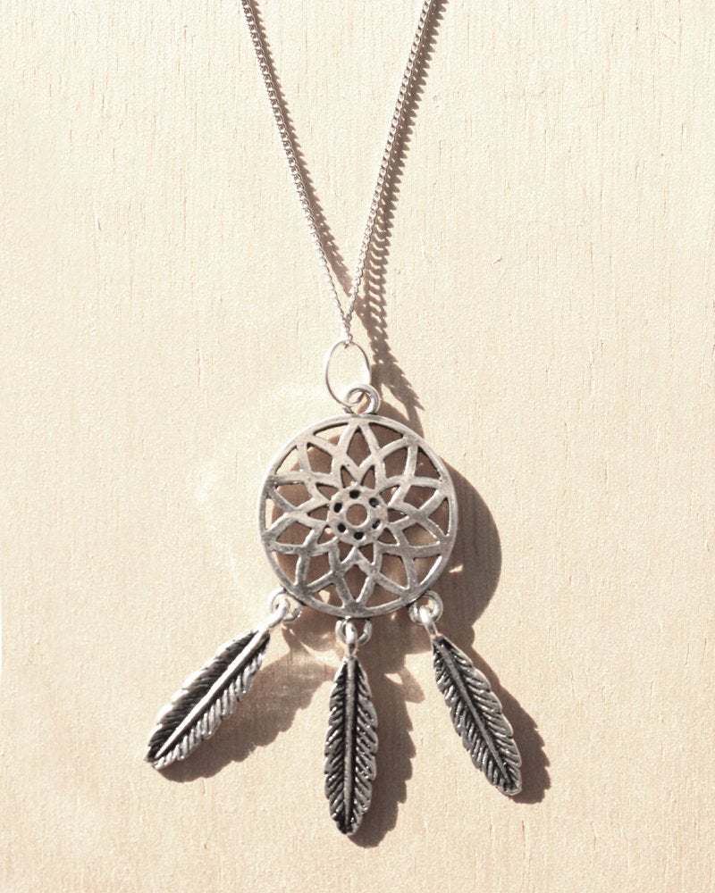 KV Handmade Jewellery Silver Dreamcatcher Necklace Long