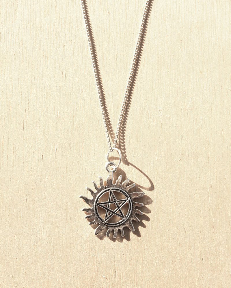 KV Handmade Jewellery Silver Sun Necklace Long
