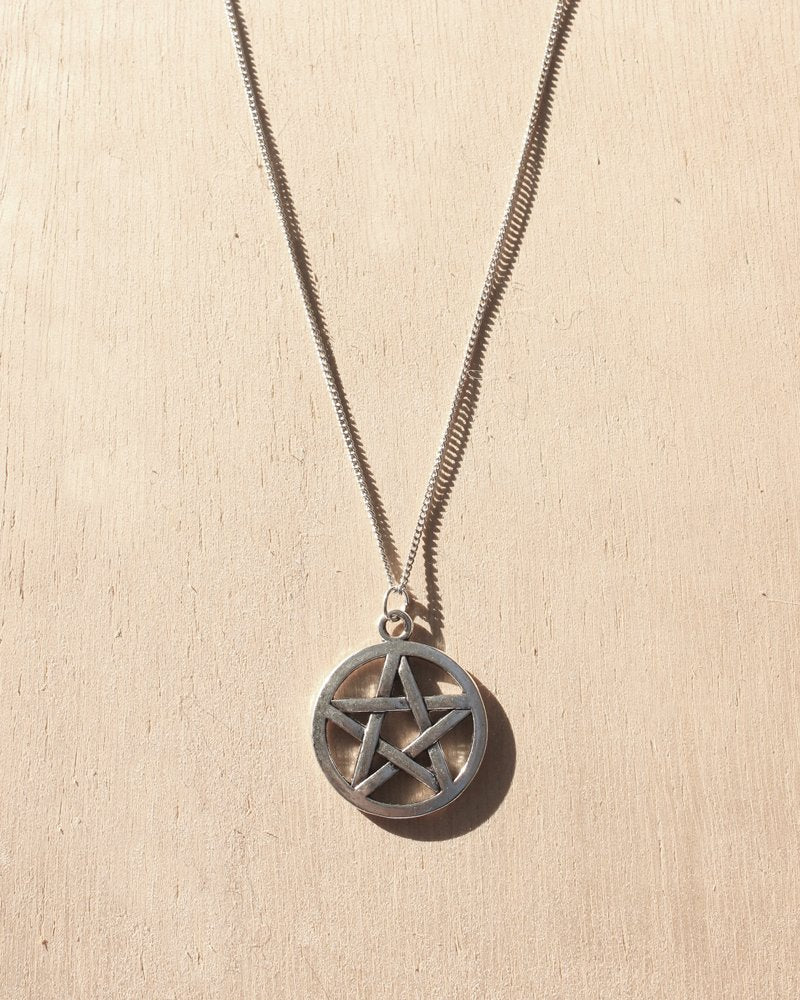 KV Handmade Jewellery Silver Pentacle Necklace Long