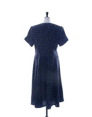 Vintage 80's / 90's Navy Tulip Button Dress - Size M/L