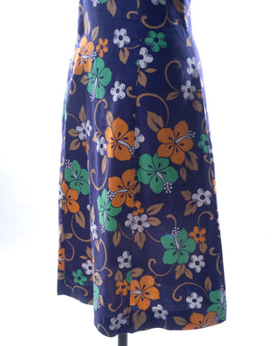Vintage 90's Blue Flower Power Shift Dress - Size S