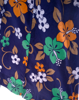 Vintage 90's Blue Flower Power Shift Dress - Size S