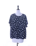 Navy Seaside Print Slouch Top