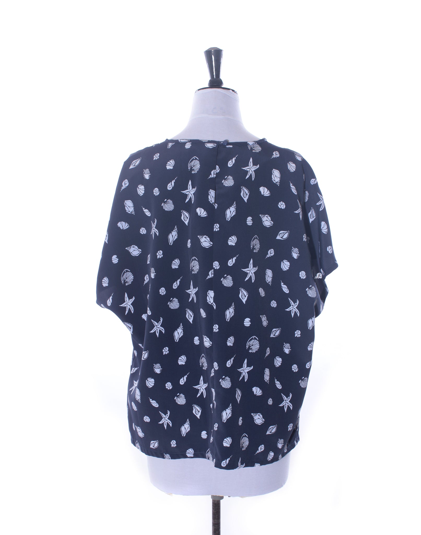 Navy Seaside Print Slouch Top