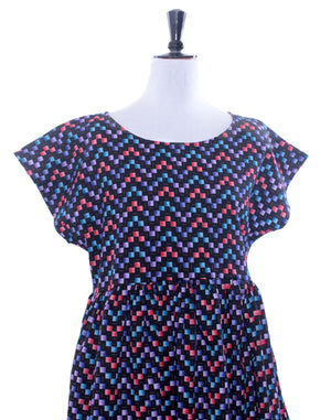 Black & Purple Graphic Square Collector Dress Size M