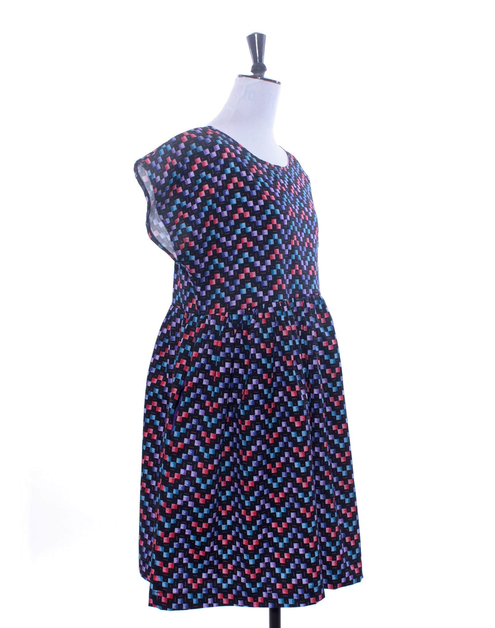 Black & Purple Graphic Square Collector Dress Size M