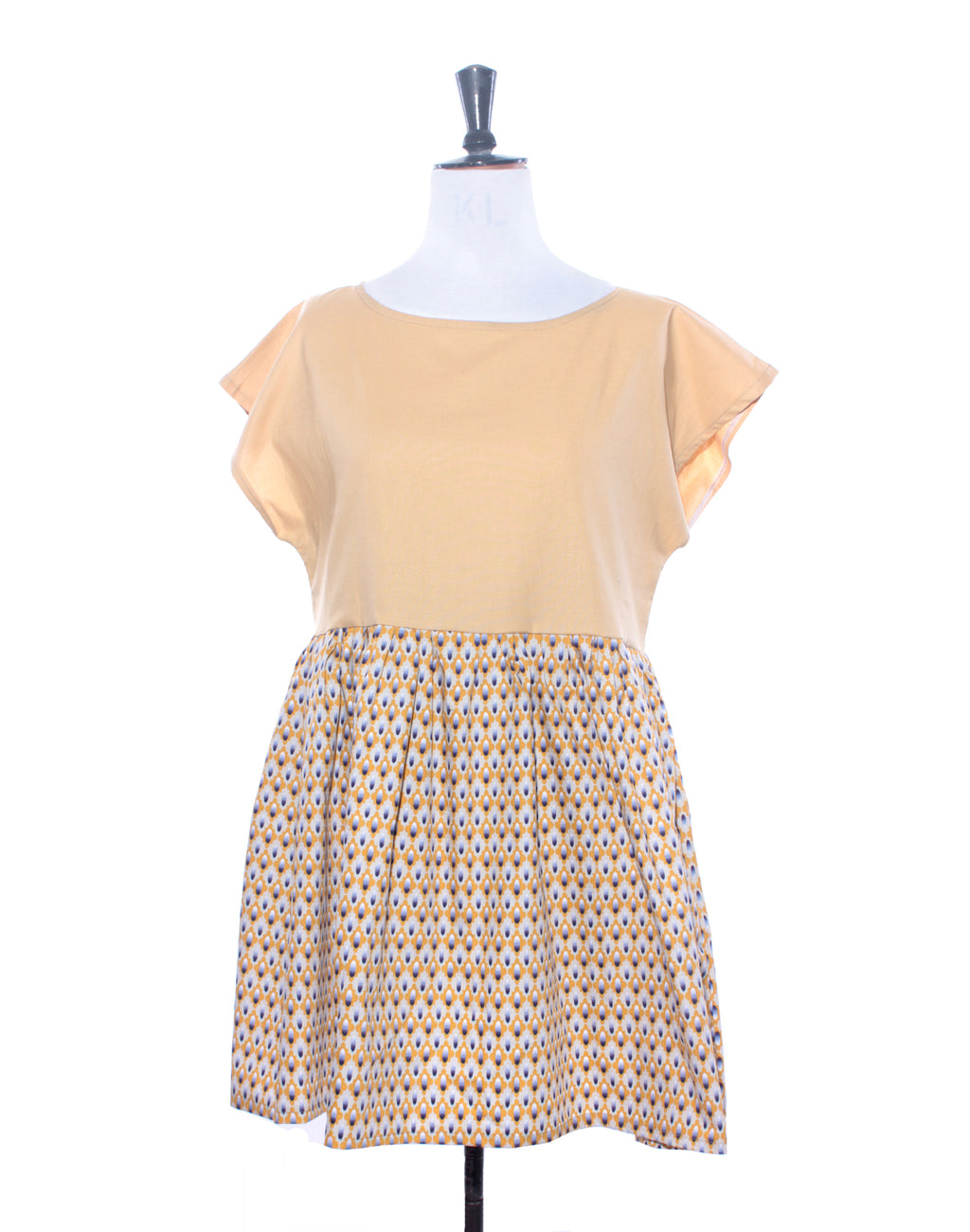 Mustard and Graphic Floral Collector Dress Size S