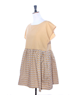 Mustard and Graphic Floral Collector Dress Size S
