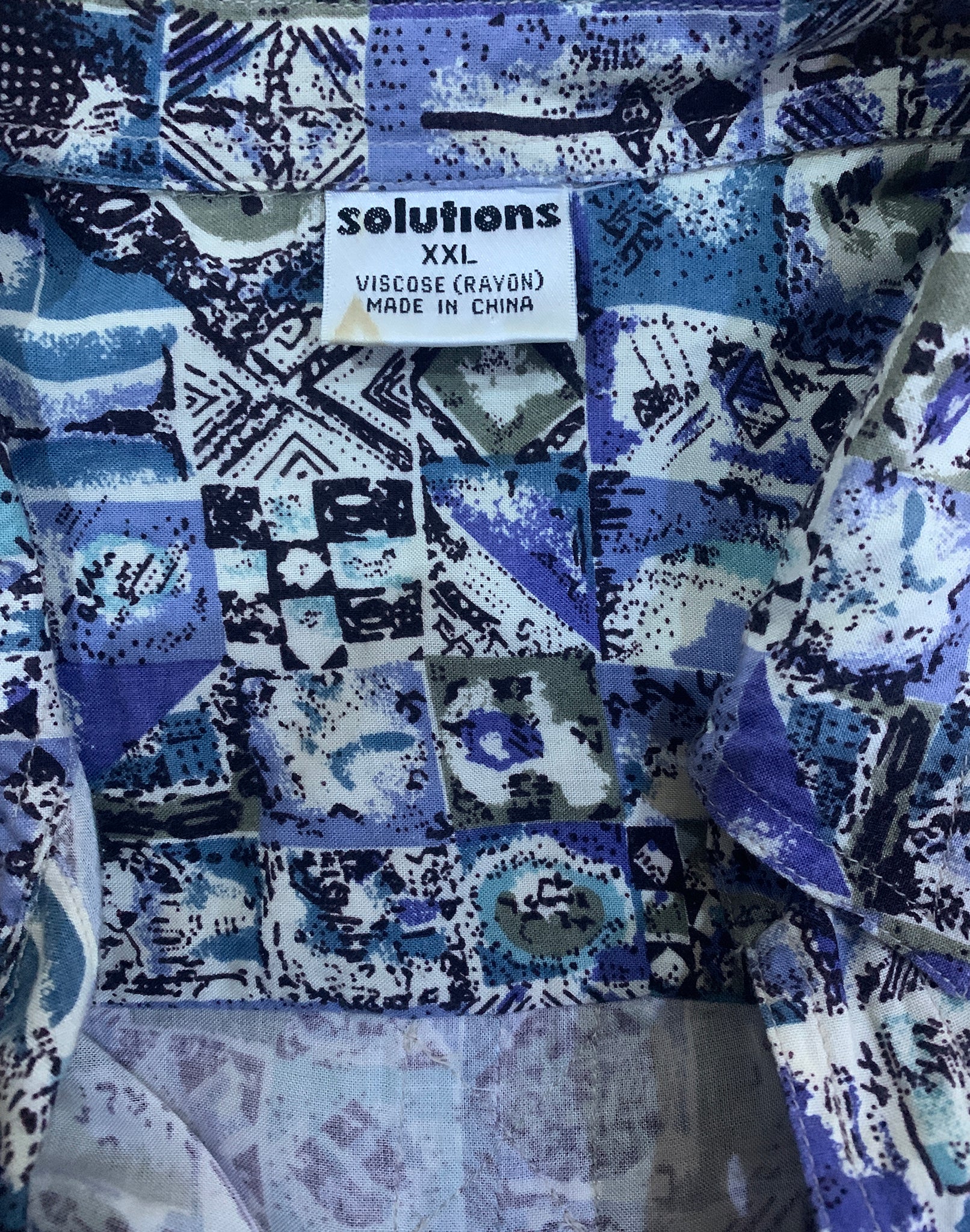 Blue Purple Retro Washed Print Shirt - Size XXLarge