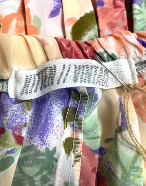 Vintage 80's Peach Floral Pleated Skirt