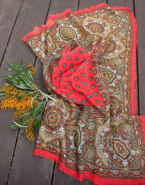 Red Paisley Vintage Scarf