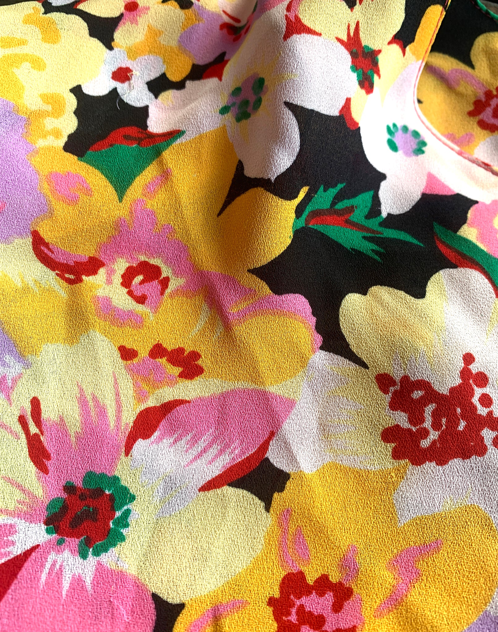 Vintage 80's Bright Floral Crop Blouse - Size 14