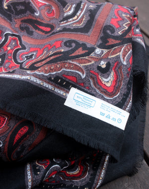 Red and Black Paisley Vintage Scarf