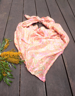 Orange Pink Indian Silk Scarf