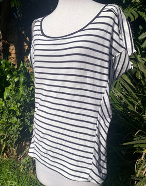 Osklen Designer Black & White Stripe Slouch T-Shirt