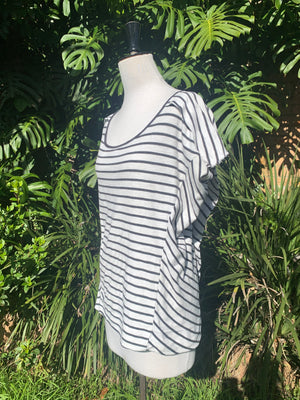 Osklen Designer Black & White Stripe Slouch T-Shirt