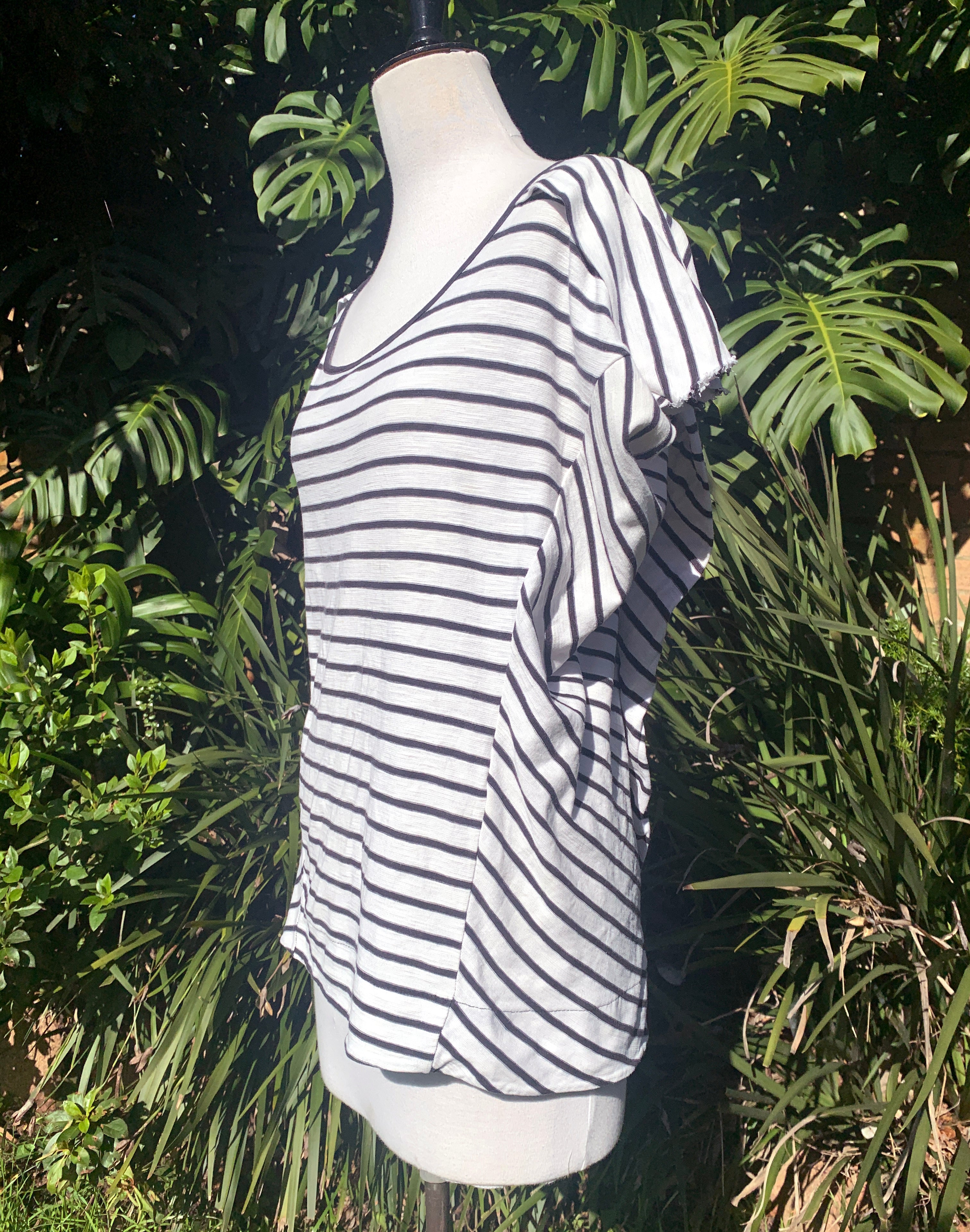 Osklen Designer Black & White Stripe Slouch T-Shirt