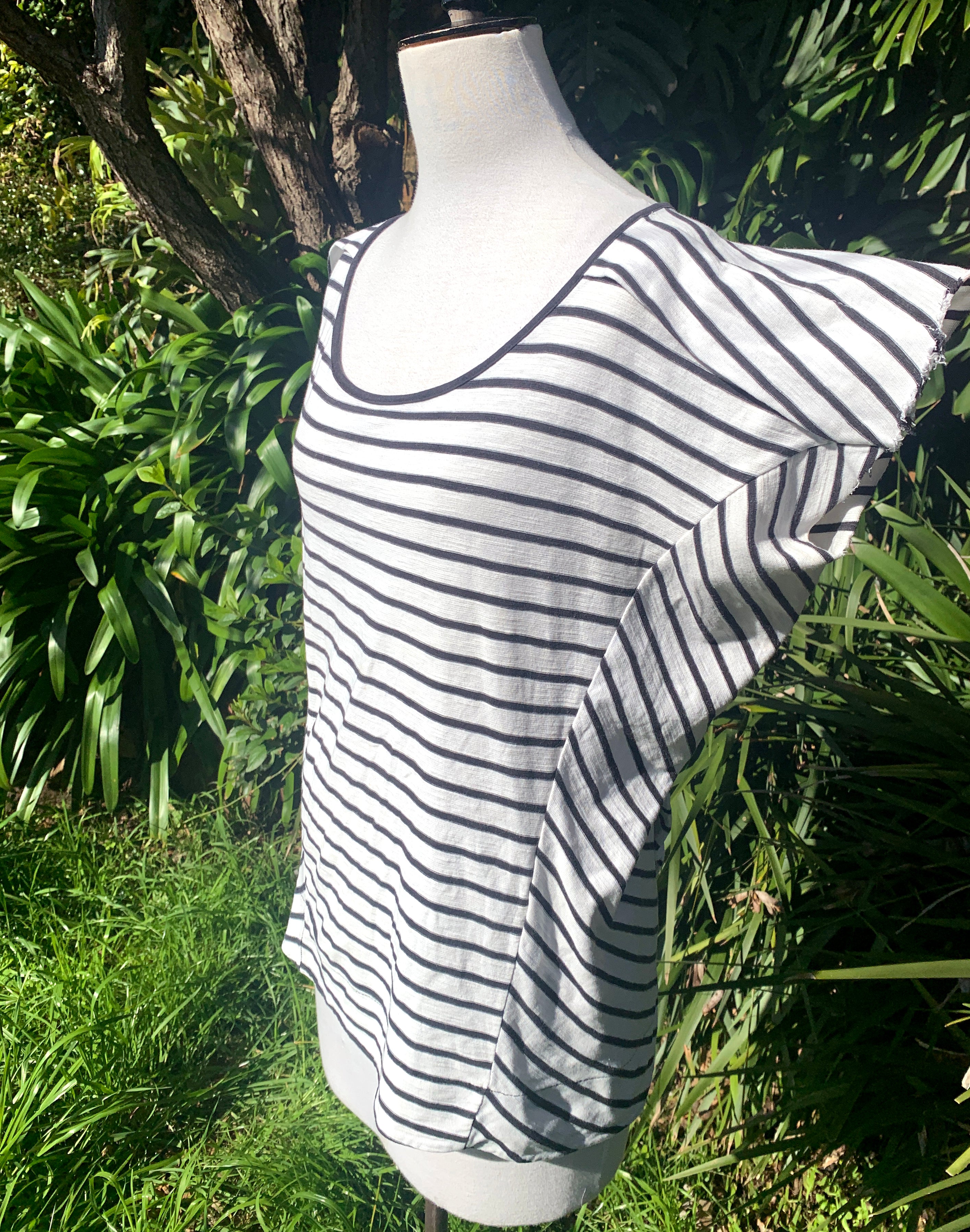 Osklen Designer Black & White Stripe Slouch T-Shirt